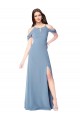 Sleeveless Dusty Blue A-Line Off the Shoulder Evening Dress / Bridesmaid Dress Maidstone