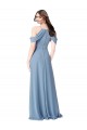 Sleeveless Dusty Blue A-Line Off the Shoulder Evening Dress / Bridesmaid Dress Maidstone