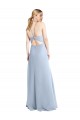 Sleeveless Light Sky Blue Keyhole Back A-Line Halter Neck Bridesmaid Dress / Evening Dress Maidstone