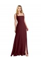 Sleeveless Burgundy Gold Low Back A-Line Square Neck Bridesmaid Dress Maidstone
