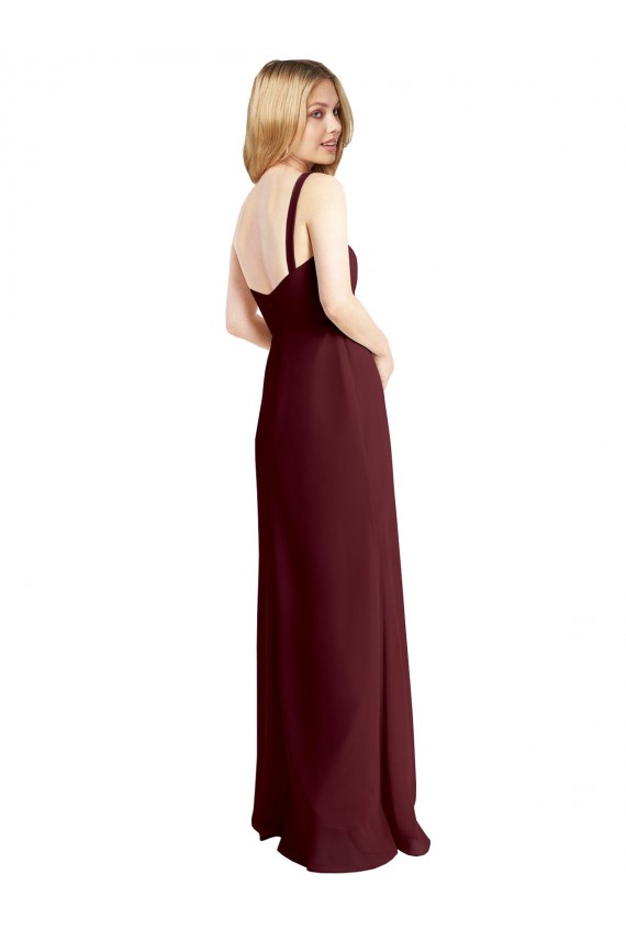 Sleeveless Burgundy Gold Low Back A-Line Square Neck Bridesmaid Dress Maidstone