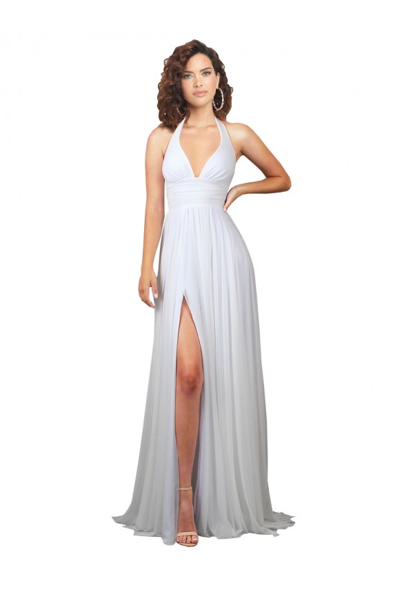Sleeveless White Low Back A-Line V-Neck Beach Wedding Dress Maidstone