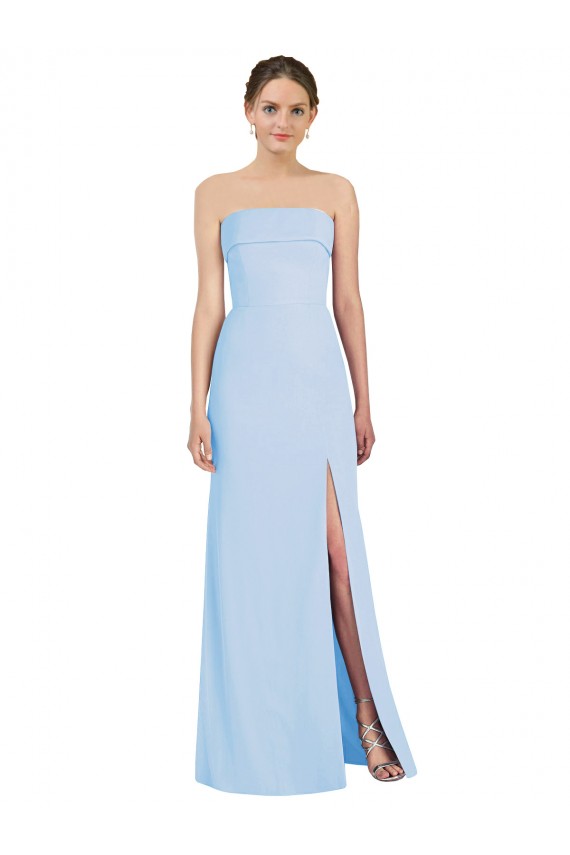 Sleeveless Light Sky Blue Low Back Trumpet Strapless Black Tie Evening Gown / Bridesmaid Dress Maidstone