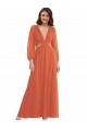 Long Sleeves Firecracker Open Back A-Line V-Neck High Low Evening Gown / Bridesmaid Dress Maidstone