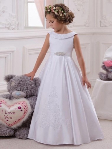 Sleeveless Ivory Ball Gown Bateau Neck Flower Girl Dresses Maidstone