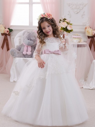 Sleeveless Ivory Ball Gowns Bateau Neck Flower Girl Dress Maidstone