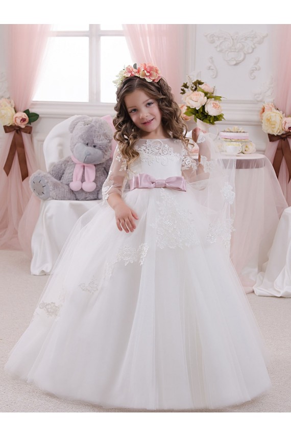 Sleeveless Ivory Ball Gowns Bateau Neck Flower Girl Dress Maidstone