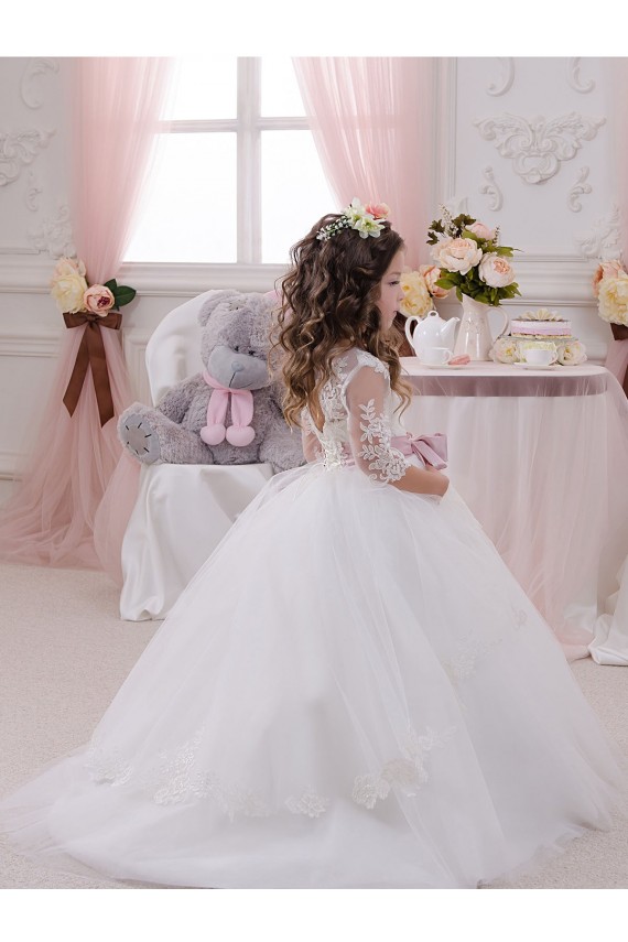 Sleeveless Ivory Ball Gowns Bateau Neck Flower Girl Dress Maidstone