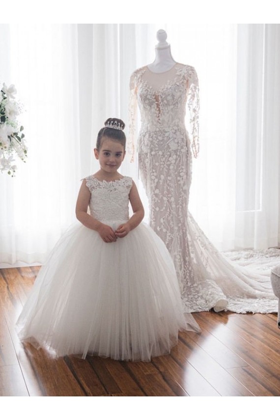Sleeveless Ivory Ball Gown Bateau Neckline Flower Girl Dress Maidstone