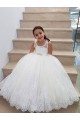 Sleeveless Ivory Keyhole Back Ball Gown High Neck Flower Girl Dress for Wedding Maidstone