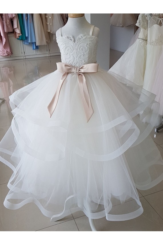 Sleeveless Ivory Ball Gown High Neck Flower Girl Wedding Dress Maidstone