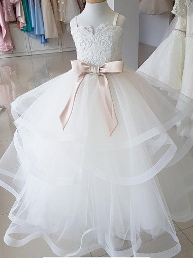 Sleeveless Ivory Ball Gown High Neck Flower Girl Wedding Dress Maidstone