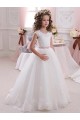 Cap Sleeves Ivory Keyhole Back Ball Gowns High Neck Flower Girl Dress Maidstone