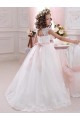 Cap Sleeves Ivory Keyhole Back Ball Gowns High Neck Flower Girl Dress Maidstone