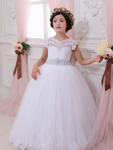 Cap Sleeves Ivory Ball Gown Sweetheart Flower Girl Dresses Maidstone