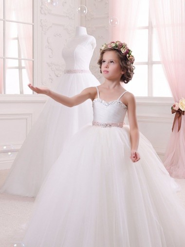 Sleeveless Ivory Ball Gown Tulle Sweetheart Flower Girl Dress Maidstone