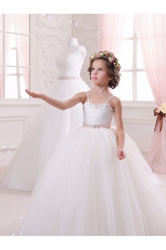 Sleeveless Ivory Ball Gown Tulle Sweetheart Flower Girl Dress Maidstone