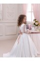 Long Sleeves Ivory Ball Gown V-Neck Flower Girl Dress Maidstone