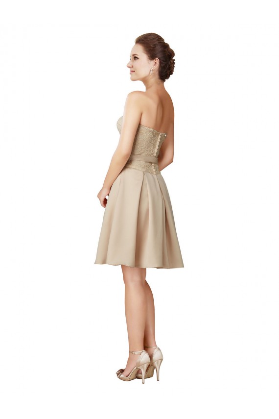 Sleeveless Champagne A-Line Satin & Lace Sweetheart Bridesmaid Dress Maidstone