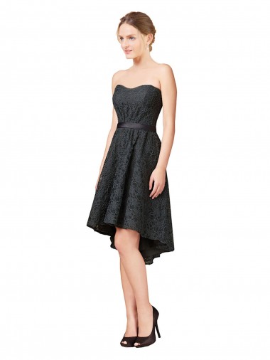 Sleeveless Slate Grey A-Line Sweetheart High Low Bridesmaid Dress Maidstone