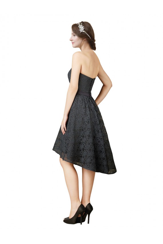Sleeveless Slate Grey A-Line Sweetheart High Low Bridesmaid Dress Maidstone