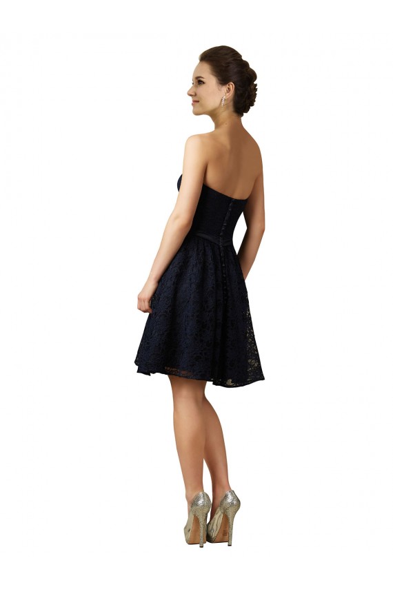 Sleeveless Dark Navy A-Line Lace V-Neck Bridesmaid Dress Maidstone