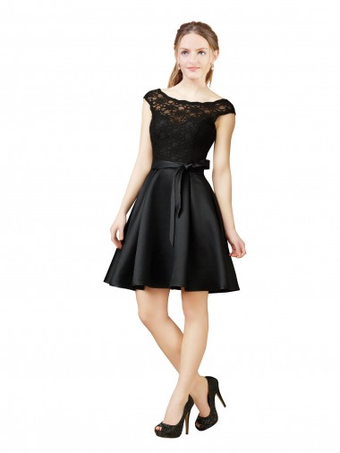 Sleeveless Black V-Back A-Line Illusion Neck Bridesmaid Dress Maidstone
