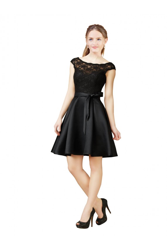 Sleeveless Black V-Back A-Line Illusion Neck Bridesmaid Dress Maidstone