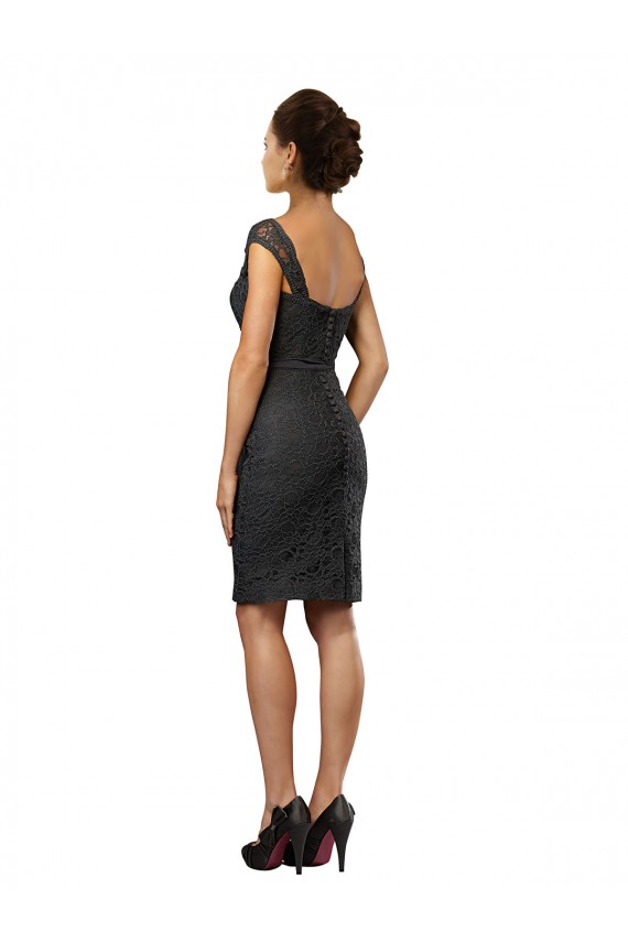 Sleeveless Slate Grey A-Line Off the Shoulder Bridesmaid Dress Maidstone