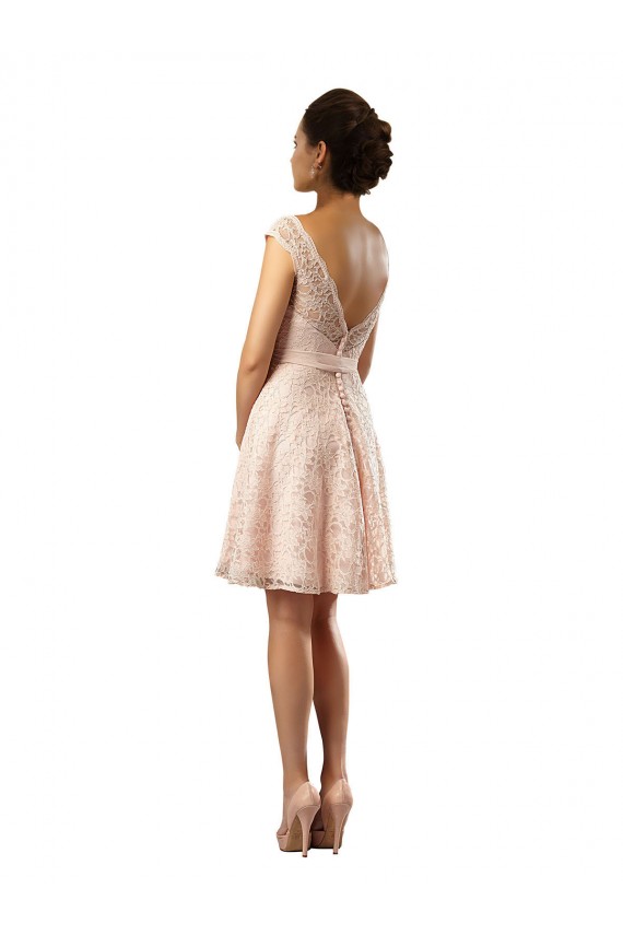 Cap Sleeves Pink A-Line Bateau Neck Bridesmaid Dress Maidstone