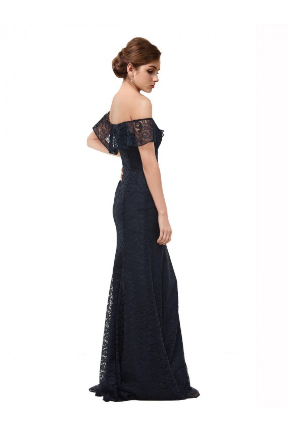 Flutter Sleeves Dark Navy Mermaid Off the Shoulder Prom Dress / Bridesmaid Dress Maidstone
