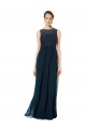 Sleeveless Dark Navy Keyhole Back A-Line Bateau Neck Bridesmaid Dress Maidstone