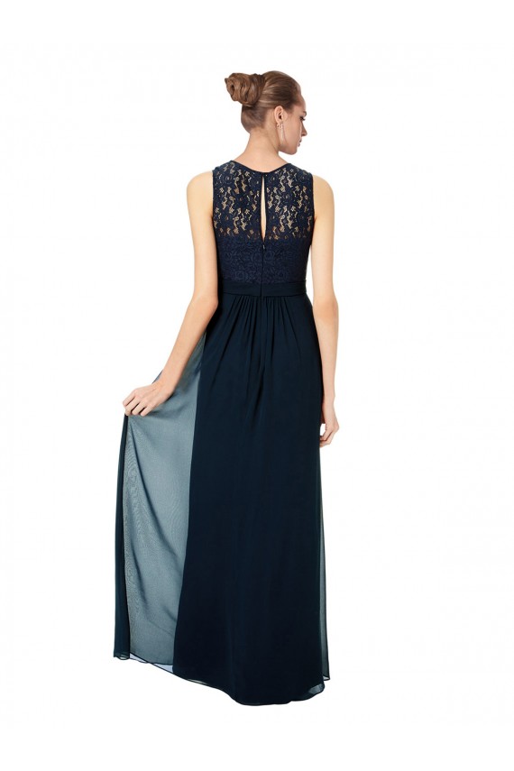 Sleeveless Dark Navy Keyhole Back A-Line Bateau Neck Bridesmaid Dress Maidstone