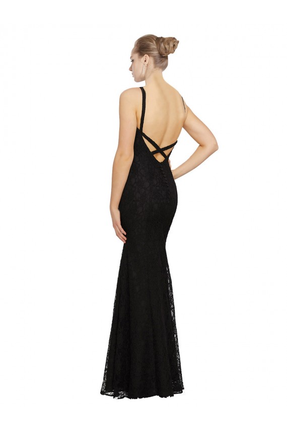 Sleeveless Black Open Back Sheath Jewel Neck Bridesmaid Dress Maidstone