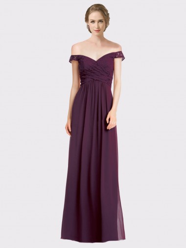 Sleeveless Grape Low Back A-Line Off the Shoulder Bridesmaid Dress Maidstone