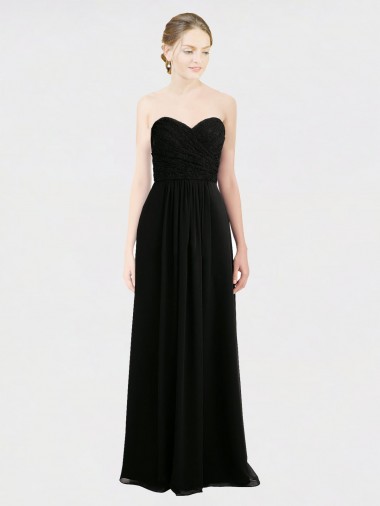Sleeveless Black Low Back A-Line Sweetheart Bridesmaid Dress Maidstone