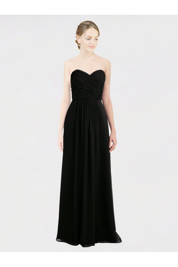 Sleeveless Black Low Back A-Line Sweetheart Bridesmaid Dress Maidstone