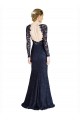 Long Sleeves Dark Navy Keyhole Back Mermaid Sweetheart Prom Dress / Bridesmaid Dress Maidstone