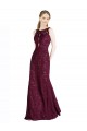 Sleeveless Burgundy Gold Keyhole Back A-Line Illusion Neck Prom Dress / Bridesmaid Dress Maidstone