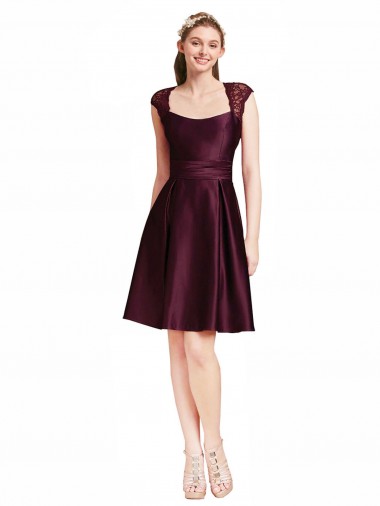 Sleeveless Grape Open Back A-Line Square Neck Bridesmaid Dress Maidstone