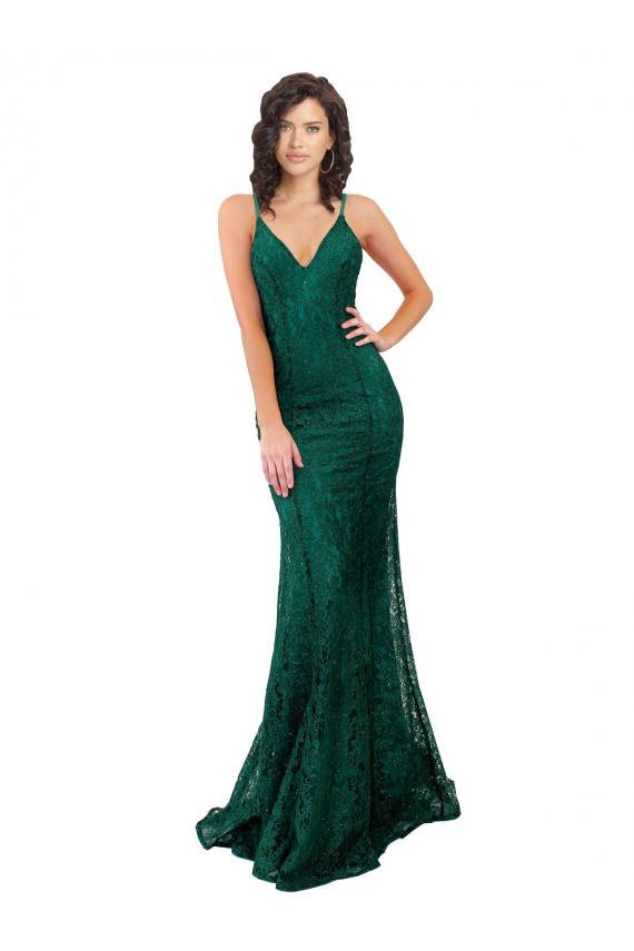 Sleeveless Dark Green Open Back Mermaid V-Neck Black Tie Evening Gown / Prom Dress / Bridesmaid Dress Maidstone