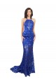 Sleeveless Royal Blue Open Back Mermaid High Neck Semi Formal Evening Dress / Prom Dress / Bridesmaid Dress Maidstone