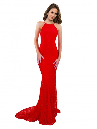 Sleeveless Red Open Back Mermaid High Neck Evening Gown / Prom Dress / Bridesmaid Dress Maidstone
