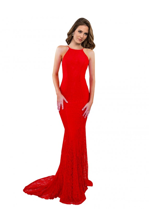Sleeveless Red Open Back Mermaid High Neck Evening Gown / Prom Dress / Bridesmaid Dress Maidstone