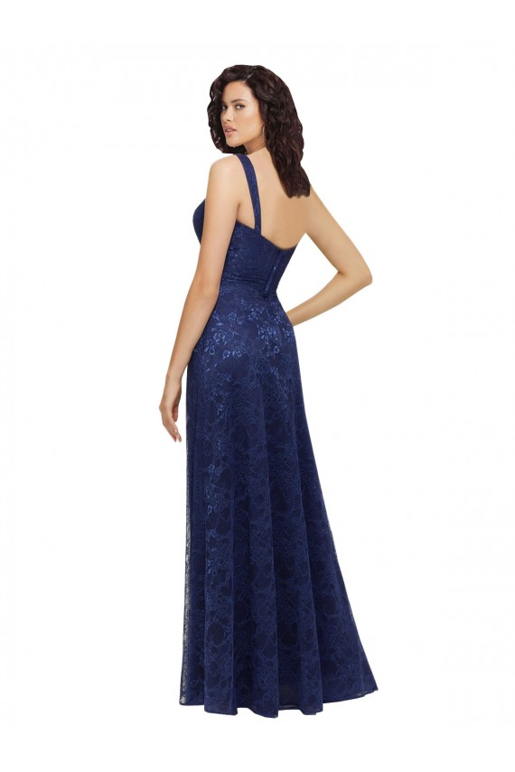 Sleeveless Dark Navy Low Back A-Line V-Neck Bridesmaid Dress Maidstone