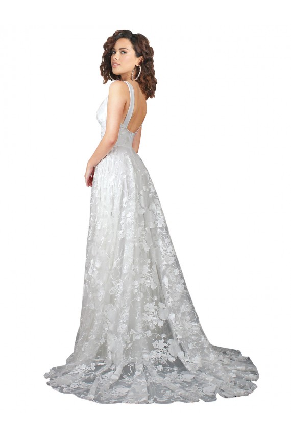 Sleeveless Off White Low Back A-Line Lace V-Neck Wedding Dress Maidstone