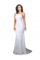 Sleeveless White Low Back Sheath High Neck Wedding Dress Maidstone
