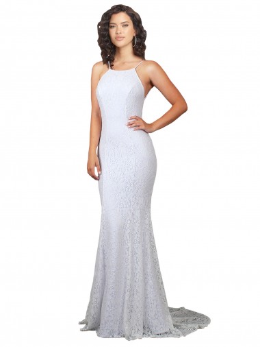 Sleeveless White Backless Mermaid High Neck Wedding Dress Maidstone