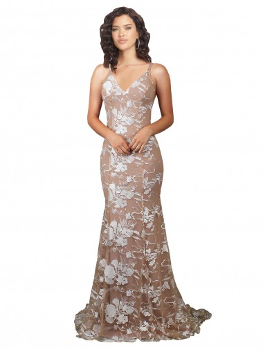 Sleeveless Champagne Open Back Mermaid V-Neck Wedding Dress Maidstone