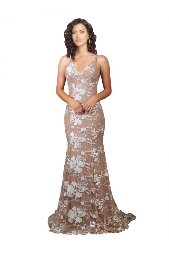 Sleeveless Champagne Open Back Mermaid V-Neck Wedding Dress Maidstone